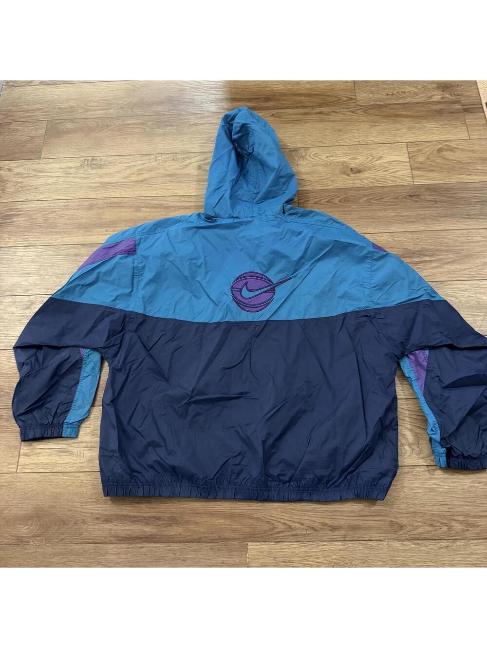 Vintage 90s Nike Basketball Windbreaker Teal Navy Purple XL